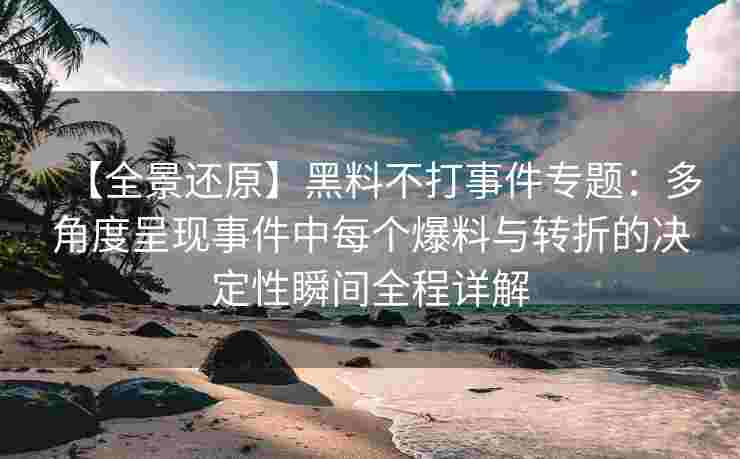 【全景还原】黑料不打事件专题：多角度呈现事件中每个爆料与转折的决定性瞬间全程详解